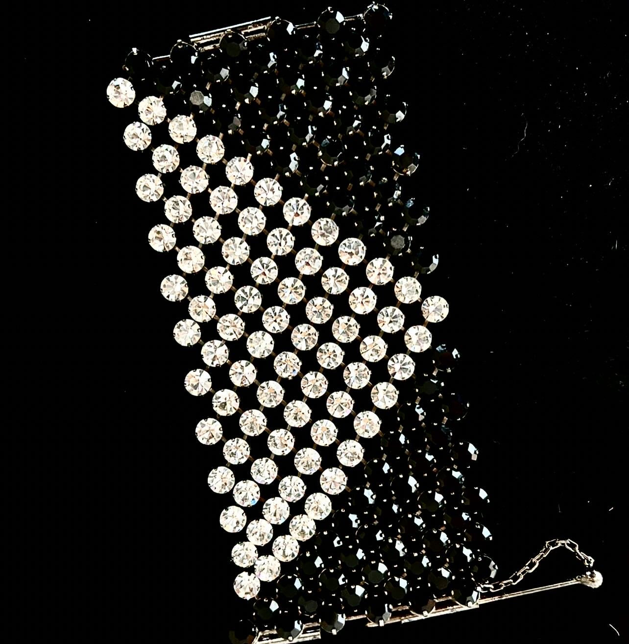 Black and white rhinestone bracelet