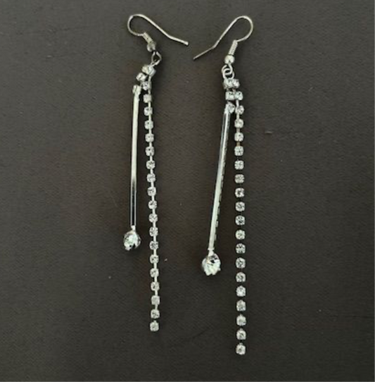 Earrings with rhinestone pendants