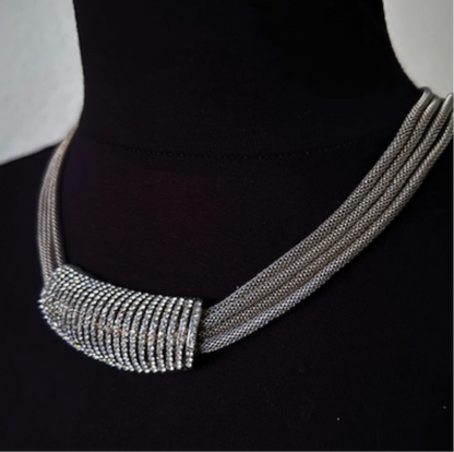 Rhinestone and chain necklace