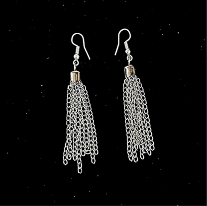 Earrings with chain pendants