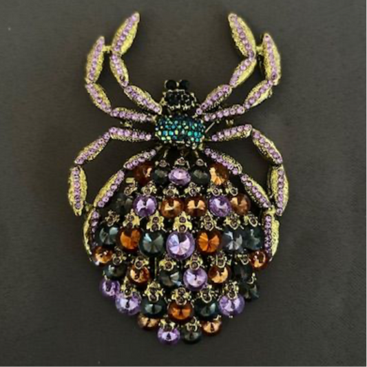 Big multicoloured rhinestone bug brooch