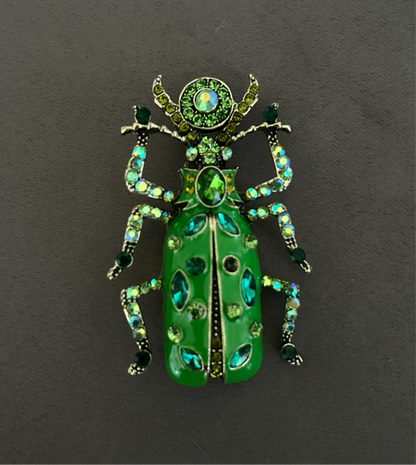 Beetle enamel brooch