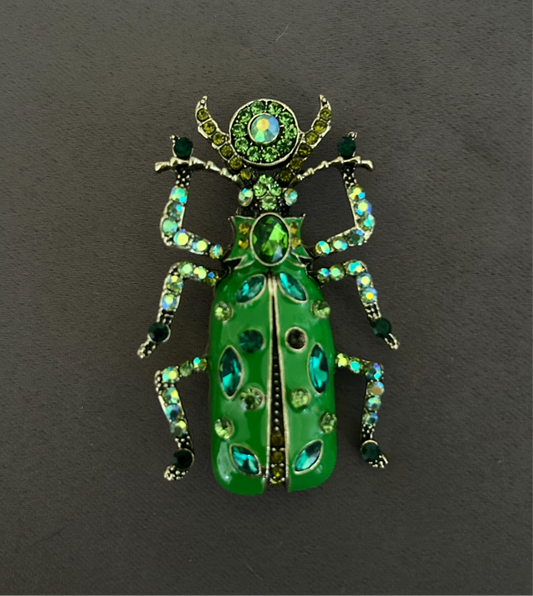 Beetle enamel brooch