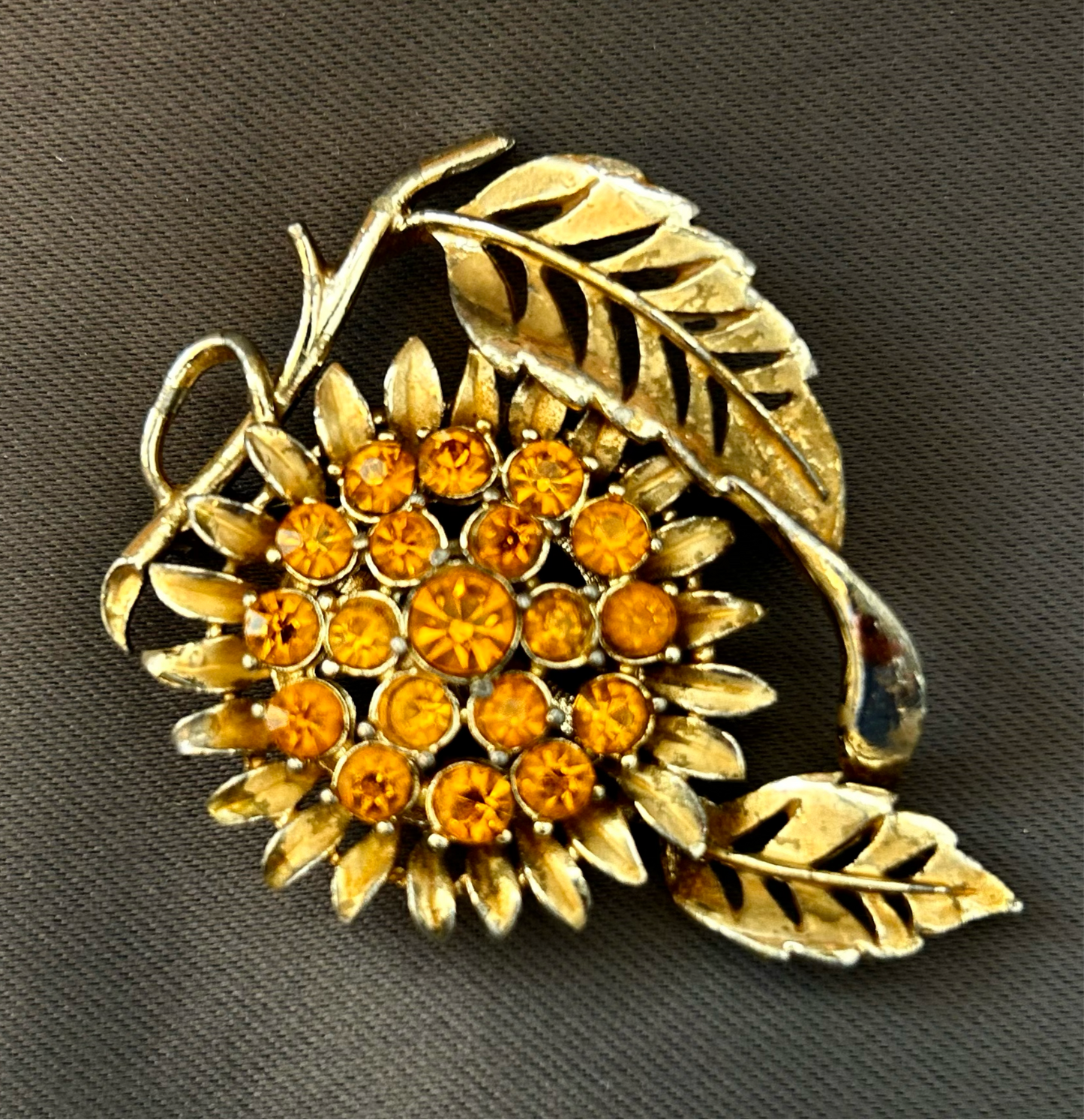 Rhinestone flower brooch