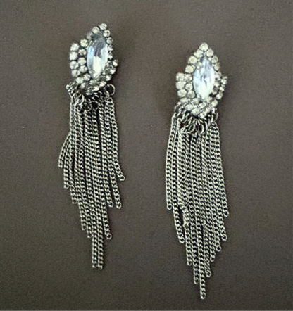 Rhinestone and chain earrings