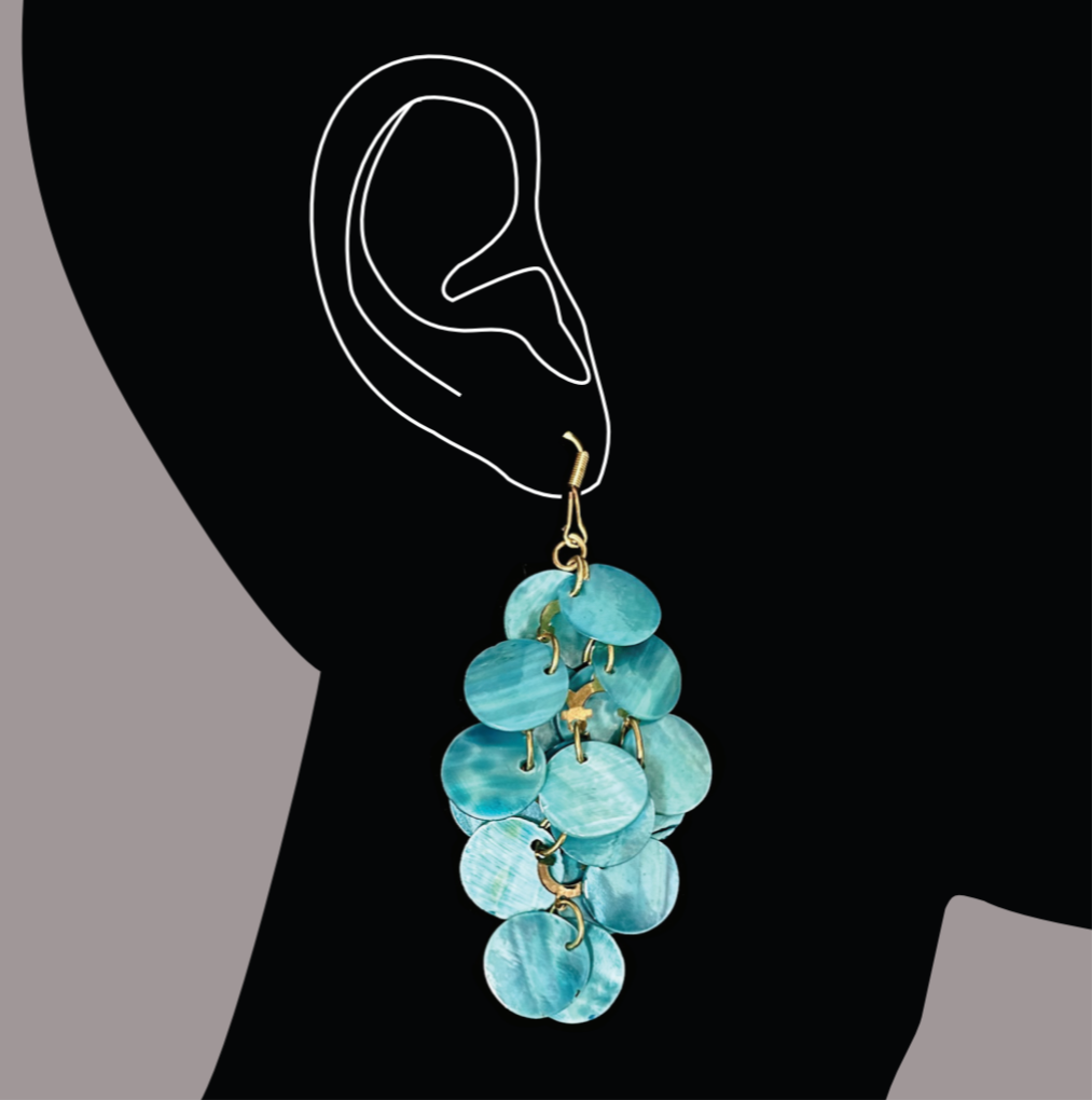 Turquoise coin pendant earrings