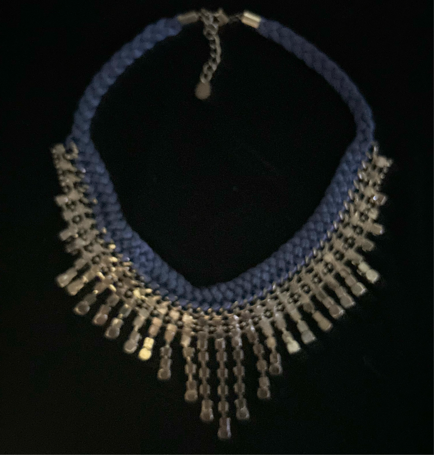 Braided necklace with rhinestones