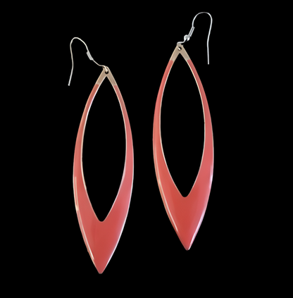 Coral enamel earrings