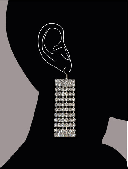 Rectangular rhinestone earrings