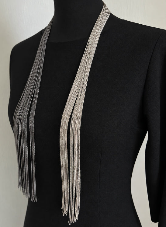 Long two-tone multi-chain necklace
