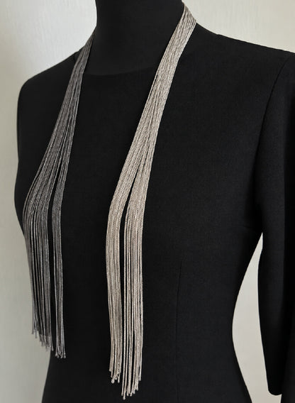 Long two-tone multi-chain necklace