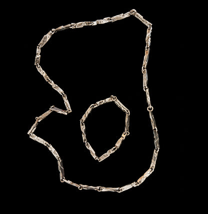 Handcrafted hammered sterling silver set