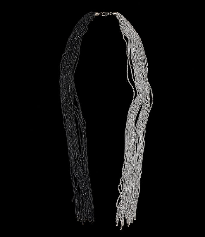 Long two-tone multi-chain necklace