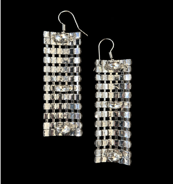 Rectangular rhinestone earrings