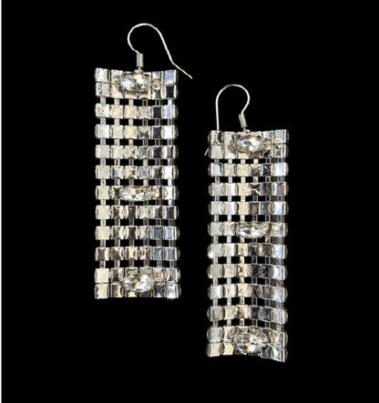 Rectangular rhinestone earrings