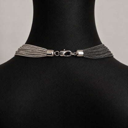 Long two-tone multi-chain necklace