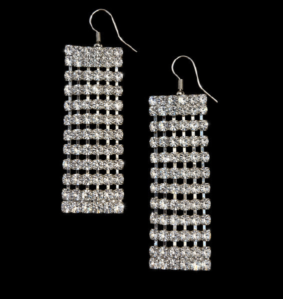 Rectangular rhinestone earrings