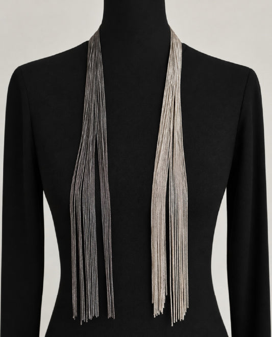 Long two-tone multi-chain necklace