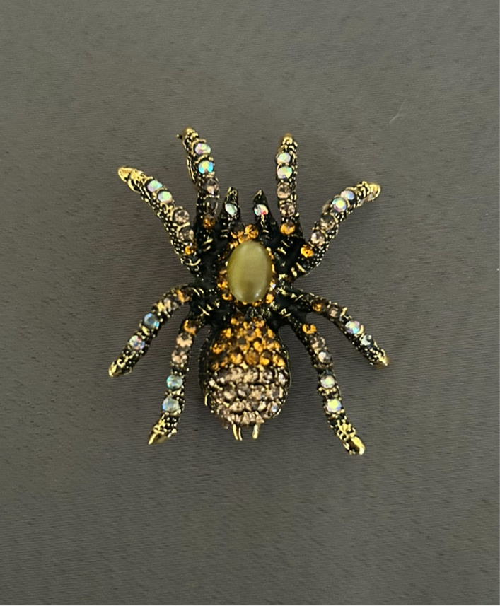 Rhinestone spider brooch