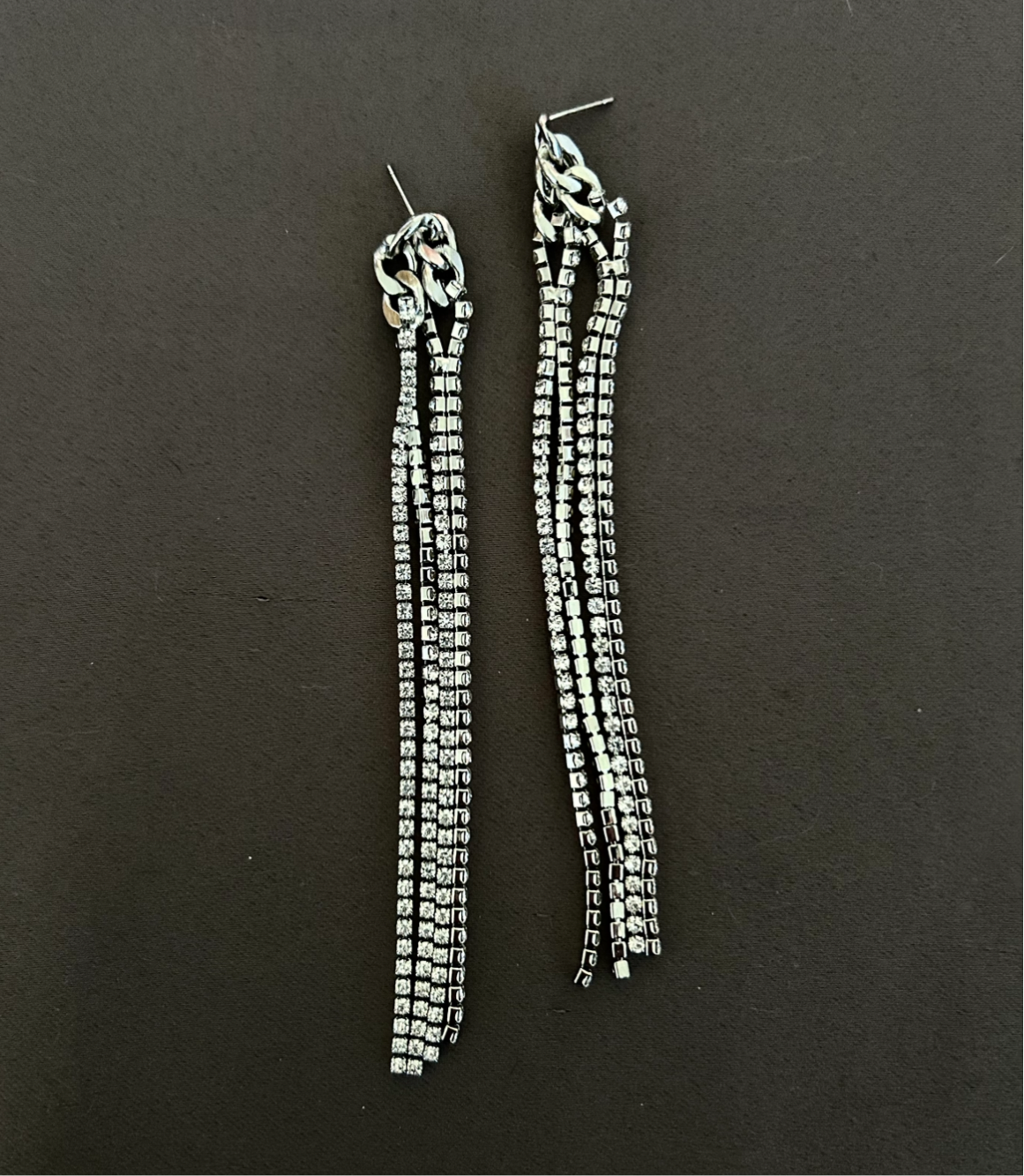 Rhinestones chains stick earrings