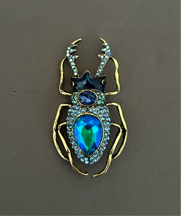 Beetle blue brooch