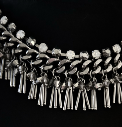 Chain necklace with rhinestone and pendants