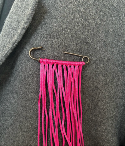 Fuschia ribbon brooch