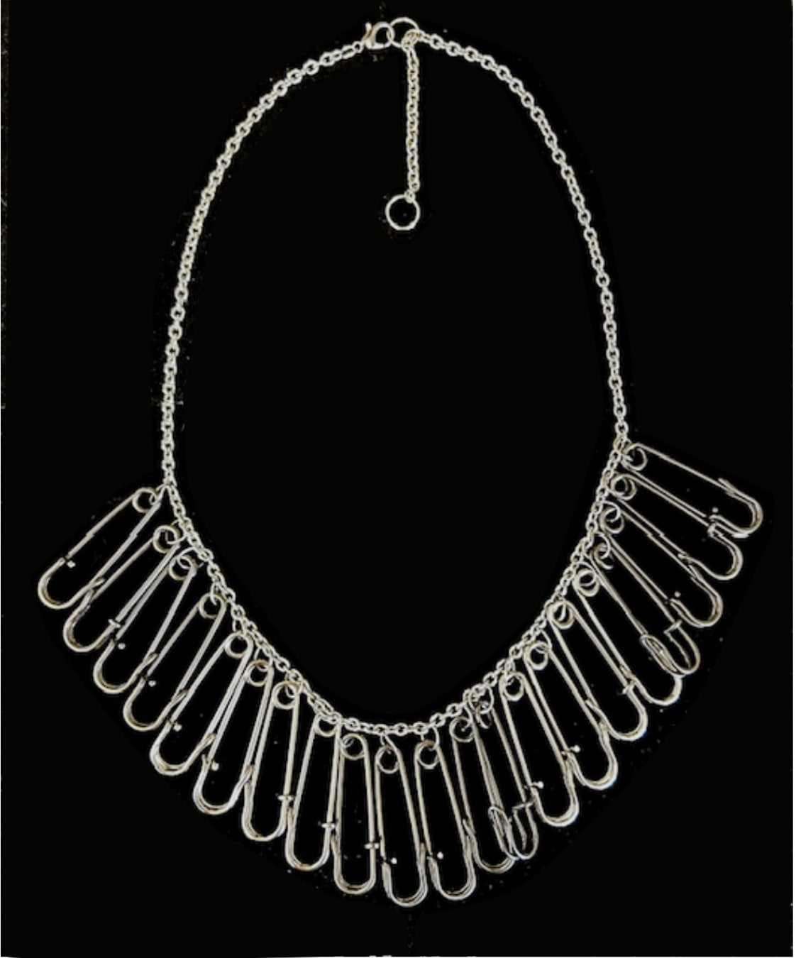 Two-tone safety pin necklace