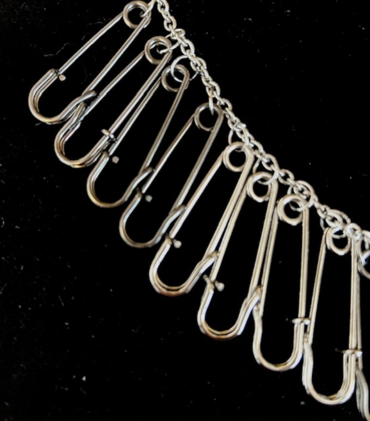 Two-tone safety pin necklace