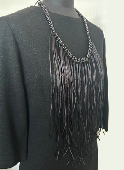 Chain necklace with satin ribbons