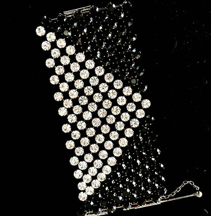 Black and white rhinestone bracelet